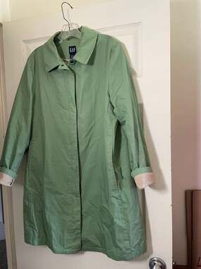 Gap Green Cotton Trench Rain Coat Jacket Size L